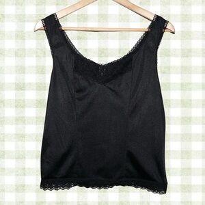 Black Lace Trim Tank Top